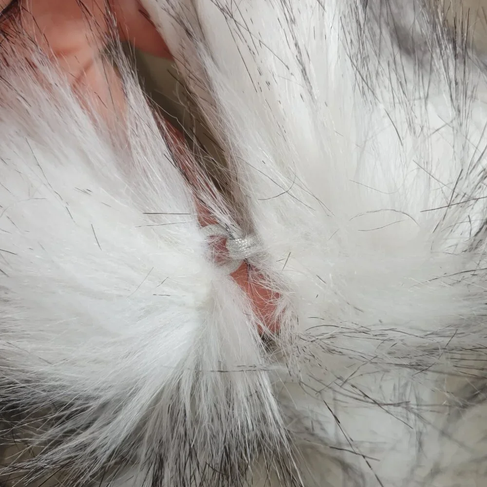 Nordstrom Faux Fur Vest White Black Longline Women's Luxurious Pockets Jacket S - Picture 11 of 11